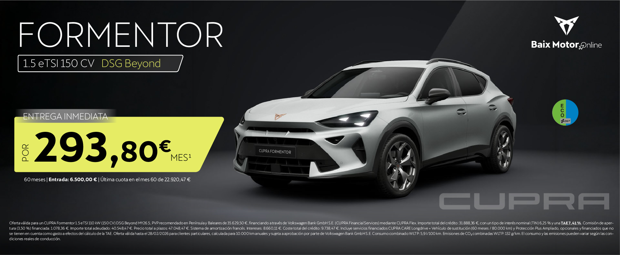 Nuevo Cupra Formentor Beyond por 293,80€/mes*